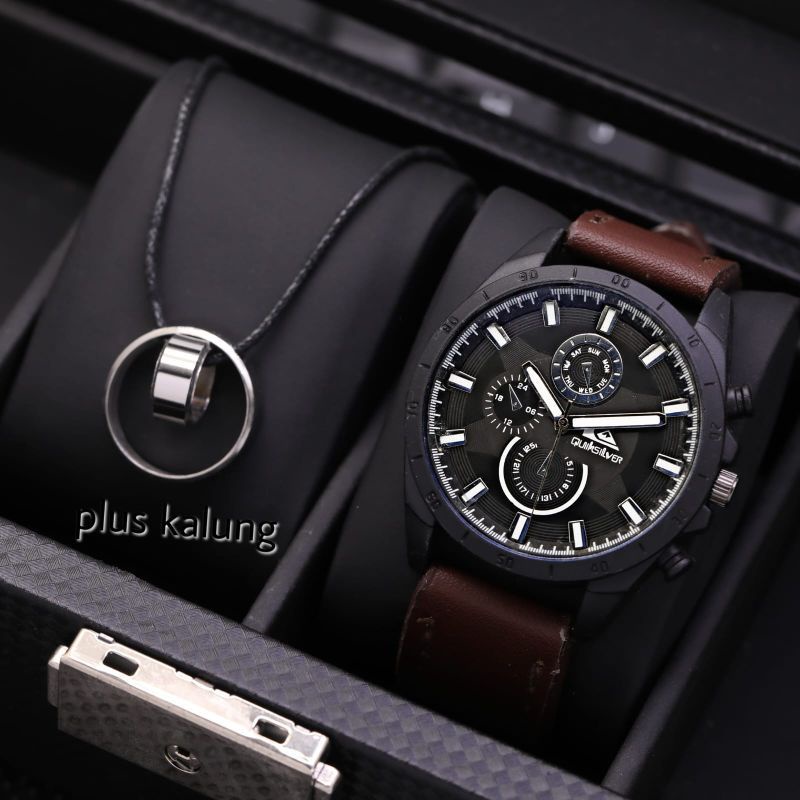 { COD } free kalung || jam tangan fashion pria/laki-laki Quicksilver Batman chrono