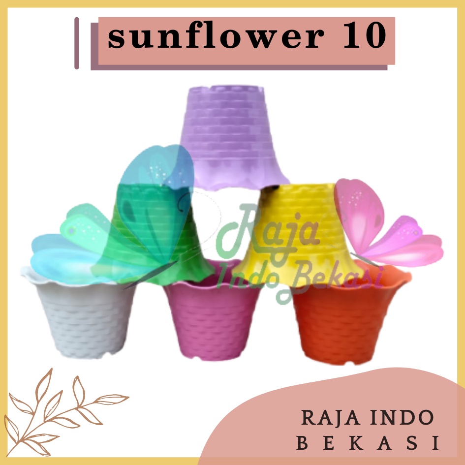 Pot Sun Flower Mdn 10 Cm Motif Bata Pot Bunga Sunflower Warna Warni - Pot Kaktus cactus Mini Lucu