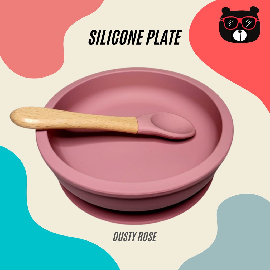 Tempat makan anak | Piring bayi | Premium silicone plate + Spoon