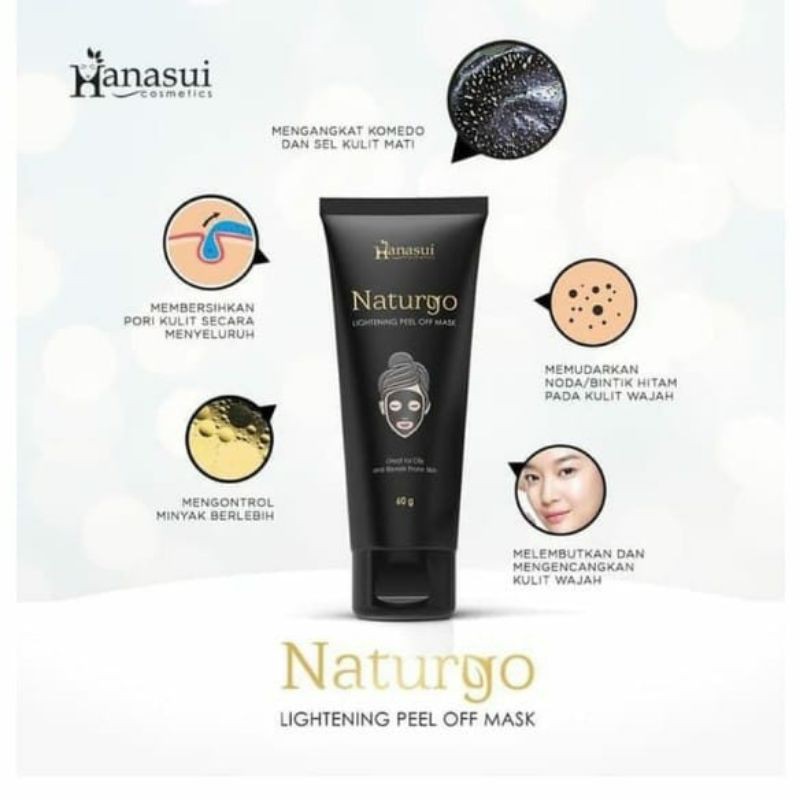 HANASUI NATURGO TUBE LIGHTENING PEEL OF MASK BPOM 60 GR - MASKER NATURGO TUBE ORIGINAL 100%