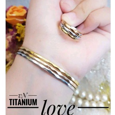 Set Perhiasan Wanita Titanium Warna Kombinasi Awet Anti Karat 1510f