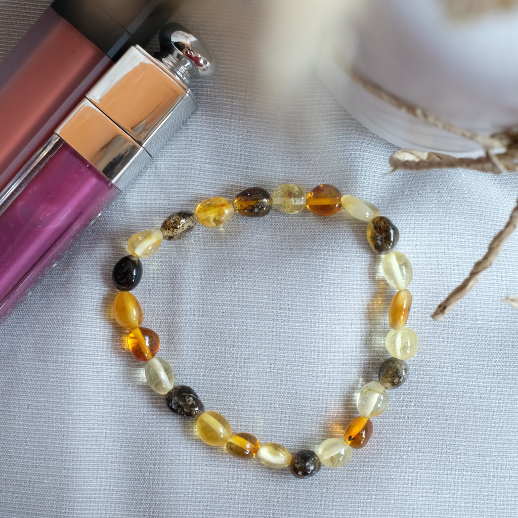 Gelang Amber Baltic Multicolor Beans [Dewasa]