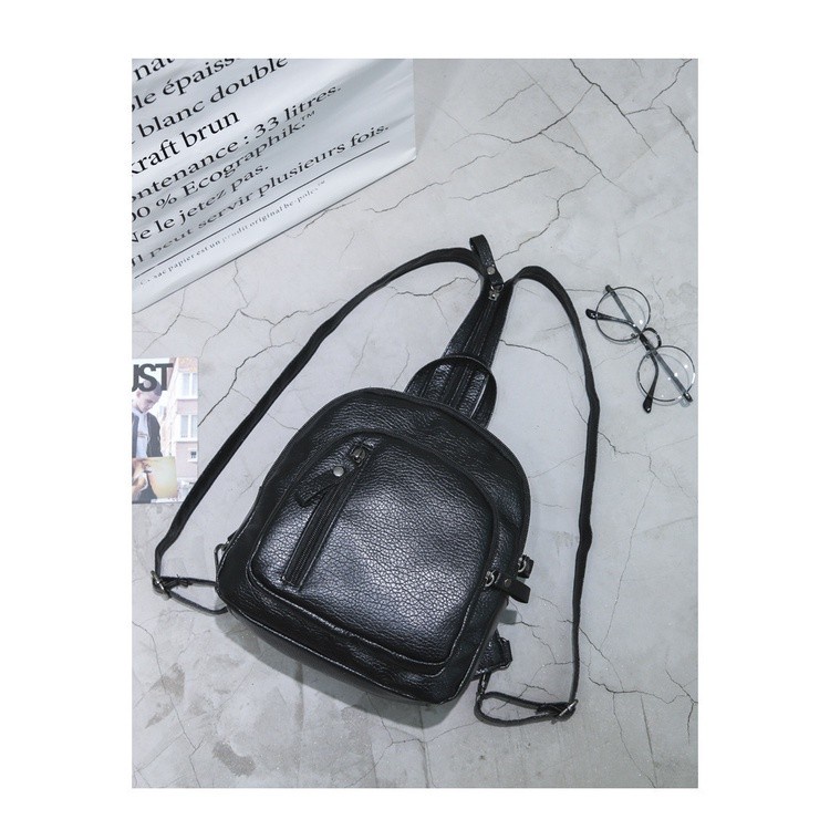 TM-93 tas ransel backpack mini wanita hitam kulit leather import