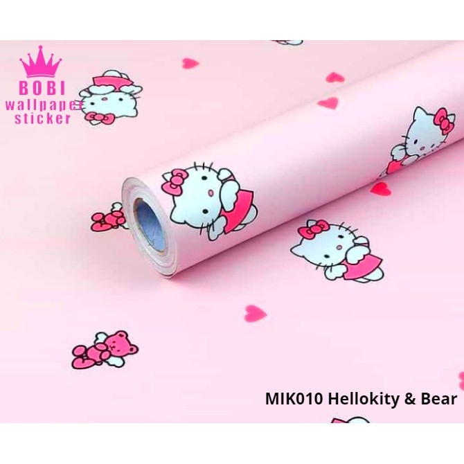 Wallpaper Sticker Motif Hellokity &amp; Bear - MIK010 / Wallpaper New 2021 /  Uk.9mx45cm