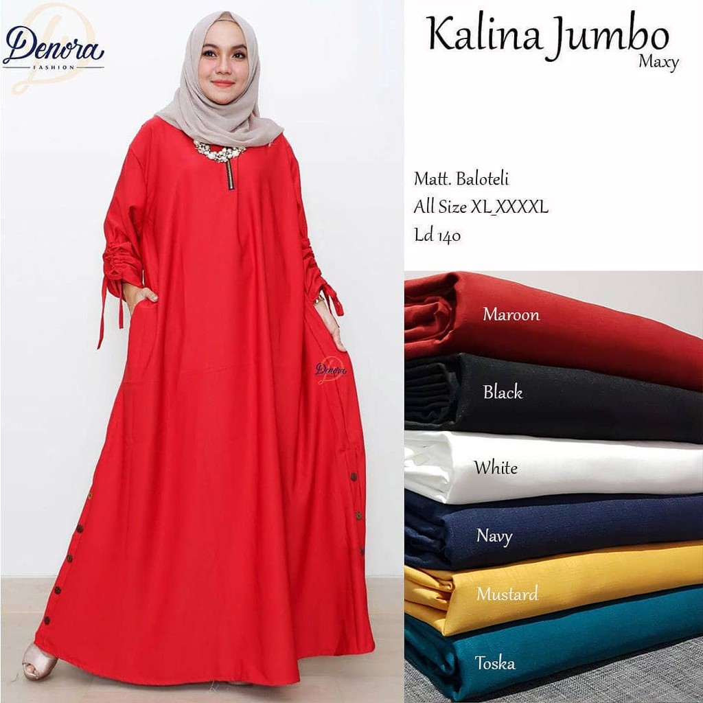 Baju Gamis Wanita Balotelli Jumbo Muslim Kondangan Kekinian Kencono Super KALINNA [ LD 140 ] XXXL