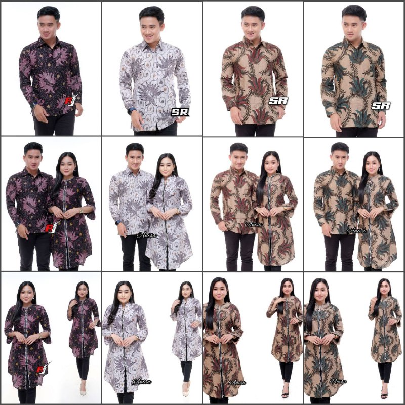 COUPLE BATIK MODERN ATASAN BATIK WANITA TUNIK SET SARIMBIT BATIK SIZE M L XL XXL