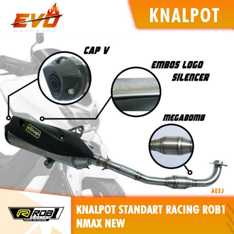 KNALPOT ROB 1 NMAX NEW STANDAR RACING V CAP