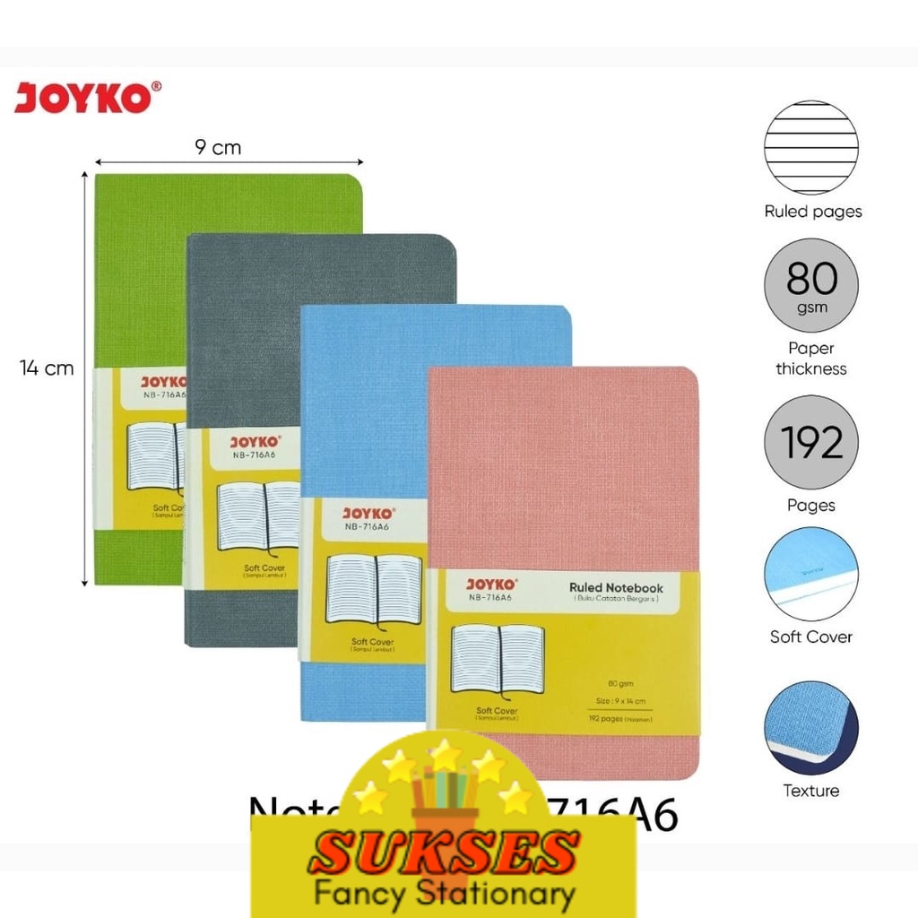 

Buku Tulis Catatan Bergaris Ruled Notebook Joyko Nb-716 A6