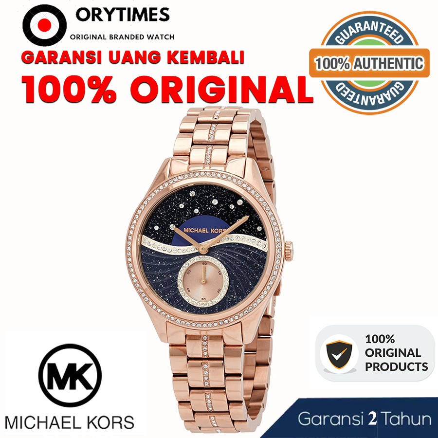 Jam Tangan Wanita Michael Kors MK 3723 Lauryn Rose Gold Ladies Watch Original
