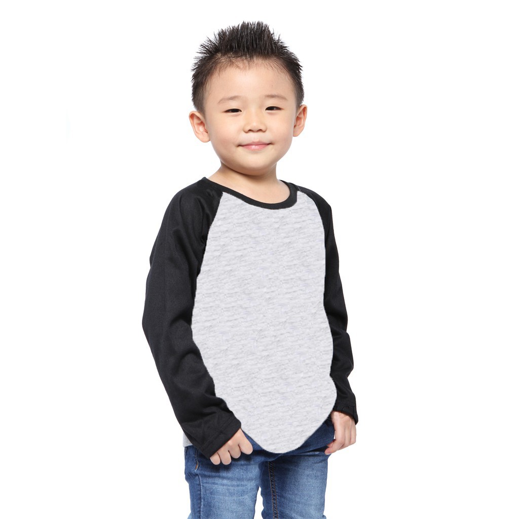 Kaos Raglan Anak Lengan Panjang Abu Muda Misty M61