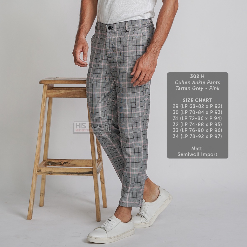 HSRM - Celana Trousers Slimfit Celana Korean Celana Kotak Kotak Celana Tartan Ankle Pants Cullen 241 302