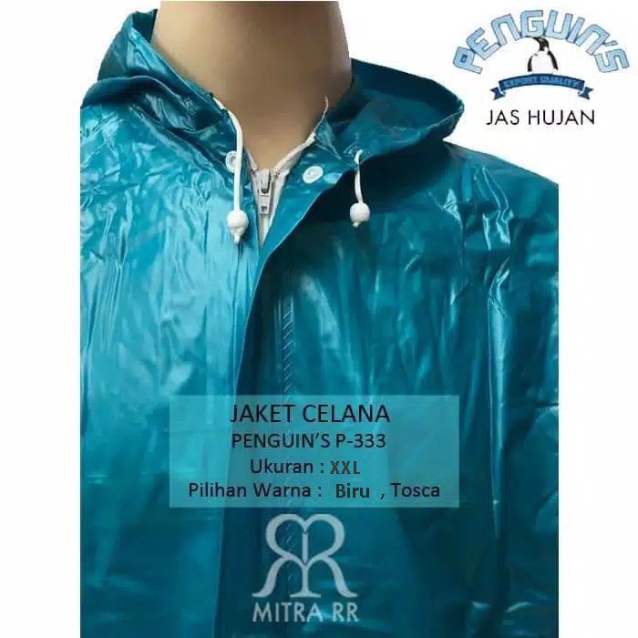 Jas hujan Setelan Jaket Celana Penguins P-333 Raincoat Tebal PVC