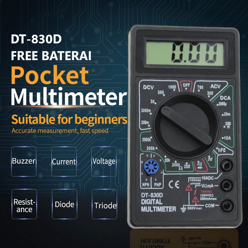 Digital Multimeter DT830D Alat Tester Tegangan Arus Listrik