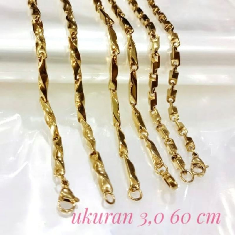 Kalung Balok Titanium Original Pria Wanita Anti karat