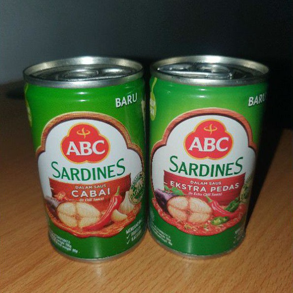 

ABC SARDINES ikan sarden kaleng Saus TOMAT / PEDAS / EXTRA PEDAS 155gr