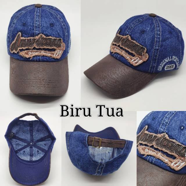 Topi Pria Baseball Caps Cowok Import Kombinasi Denim Jeans Bisbol Fashion