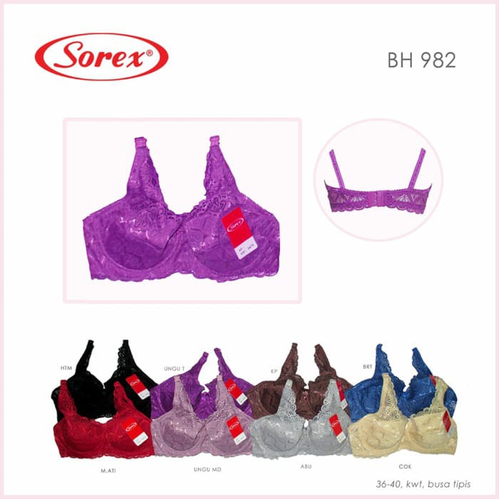 ORIGINAL ASLI  Bra BH Renda Brokat Brukat Busa Tipis Kawat Sorex 982