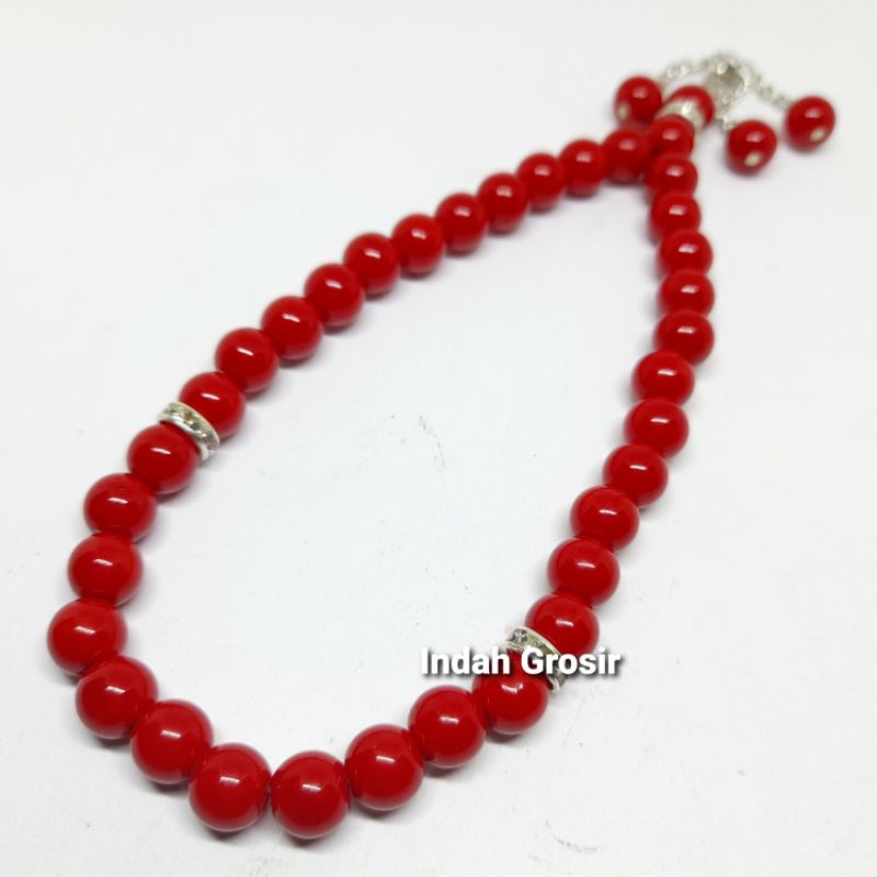 Tasbih Reb Coral Batu Marjan Asli Natural 33Butir 8Mm Bandul Bulet