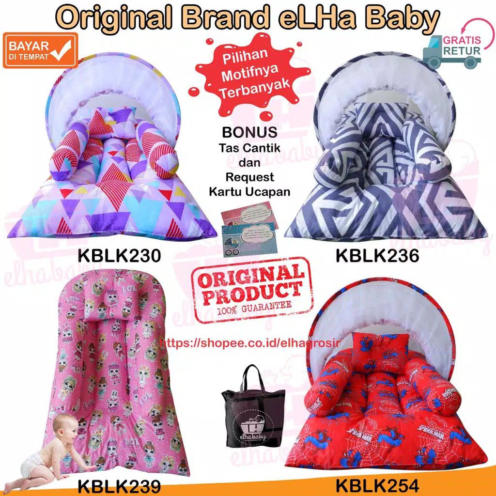 SET KASUR BAYI LIPAT KELAMBU KARAKTER LUCU BOY GIRL BESS CEWEK COWOK 208