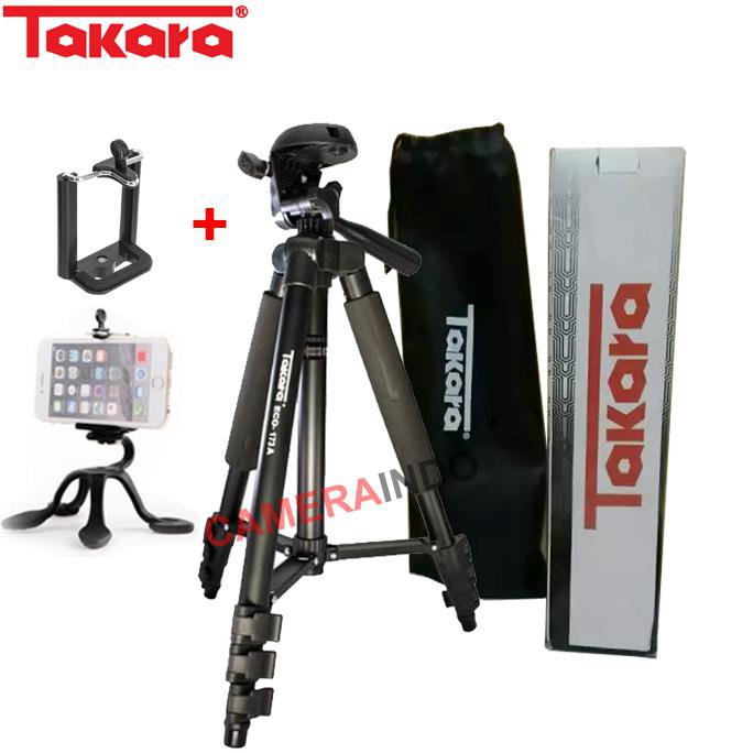 Paket Tripod Takara 173A Bonus Gekko Pod Dan Holder Hp