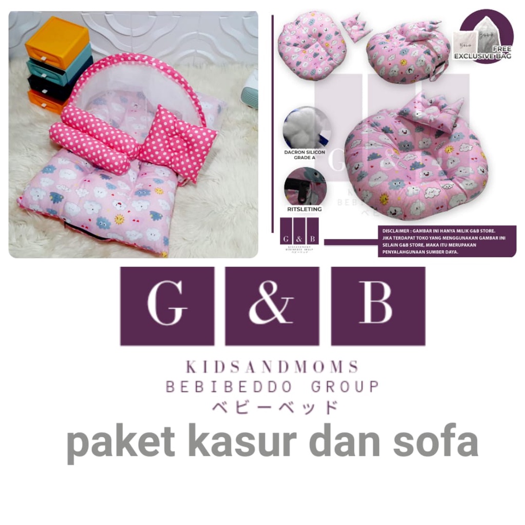 Paket Hemat Kasur bayi kelambu dan Sofa Bayi (Kasur Lipat Fullset) free bantal kelambu + tas