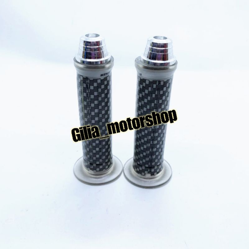 Handgrip Carbon Karet plus Jalu stang Universal Handfat Carbon Transparan warna plus Jalu Stang