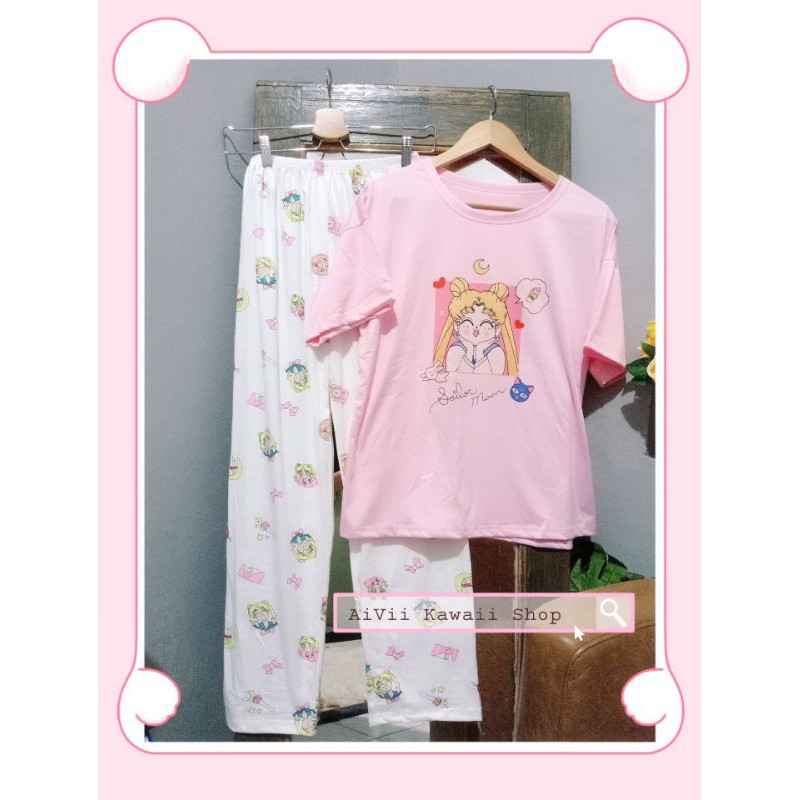 SAILOR MOON PAJAMA KAWAII USAGI PINK SHORT SLEEVE