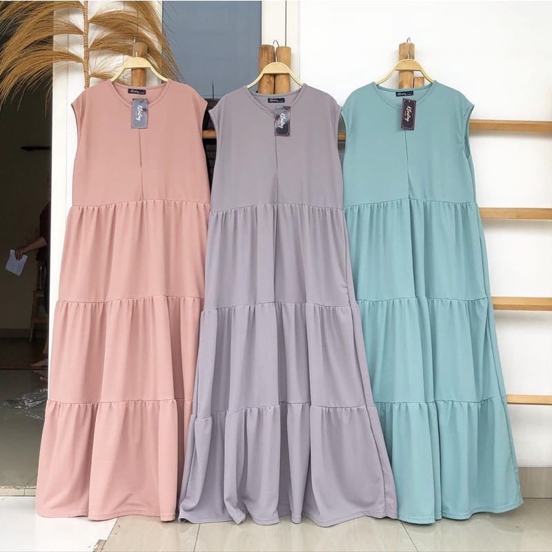 SAVAHHIJAB - INNER DRESS/LONG DRESS TANPA LENGAN/MAXI DRESS FLARE WANITA/BUSUI FRIENDLY