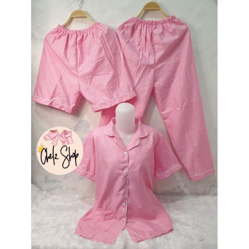 Baju Tidur Piyama Wanita Cewek Pajamas Dewasa Katun Motif Embos 3 in 1-3 IN 1 EMBOS P.BABY