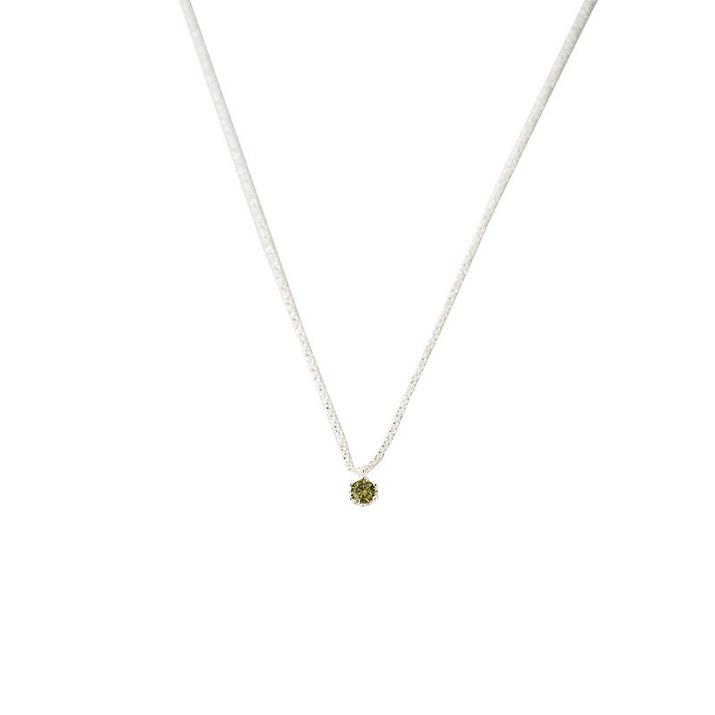Kalung Rantai Aksen Berlian Warna Hijau