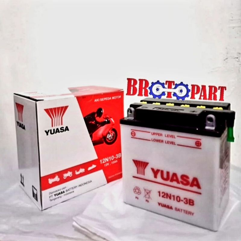 AKI MOTOR YUASA 12N10-3B AKI BASAH 12 VOLT 10AH ORIGINAL YUASA