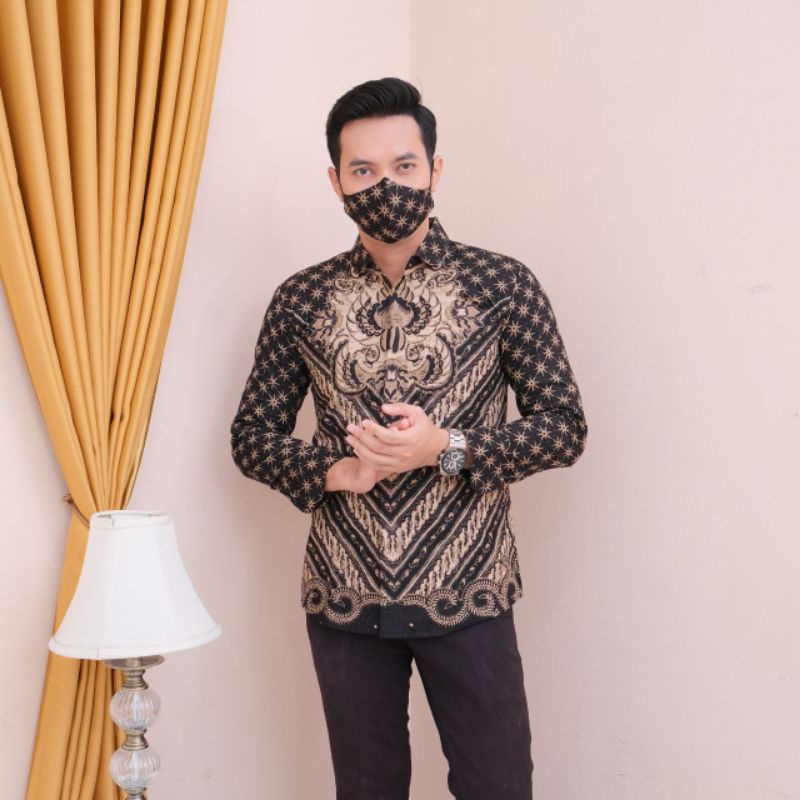 KEMEJA BATIK PRIA PREMIUM LENGAN PANJANG SLIMFIT BATIK ALUNA PCW 020