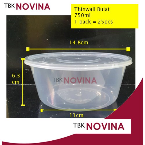 [25PCS] Thinwall Bulat Bowl 750ml pack isi 25pcs Mangkok Bulat Bakso