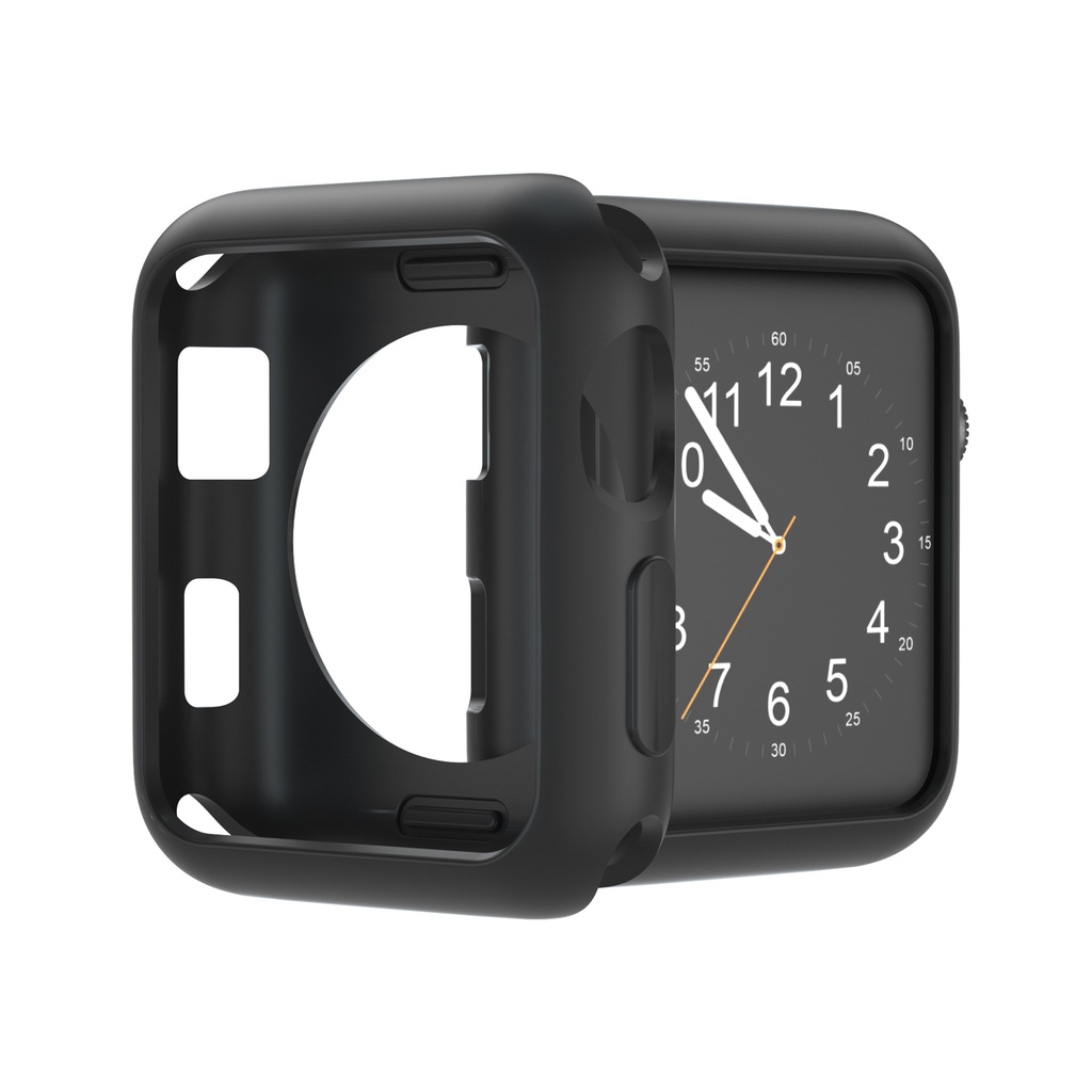 Case Black Bumper Apple Watch 38mm 42mm 40mm 41mm 45mm Series SE 7 6 5 4 3 2 1 Softcase Casing Hitam Cover Silicone Matte/Soft Bazel Bumper Silikon Mate Gelap Anti Minyak A-oil Pelindung TPU HD casing/Protecth Protection Body 38 40 41 42 44 45 mm Seri
