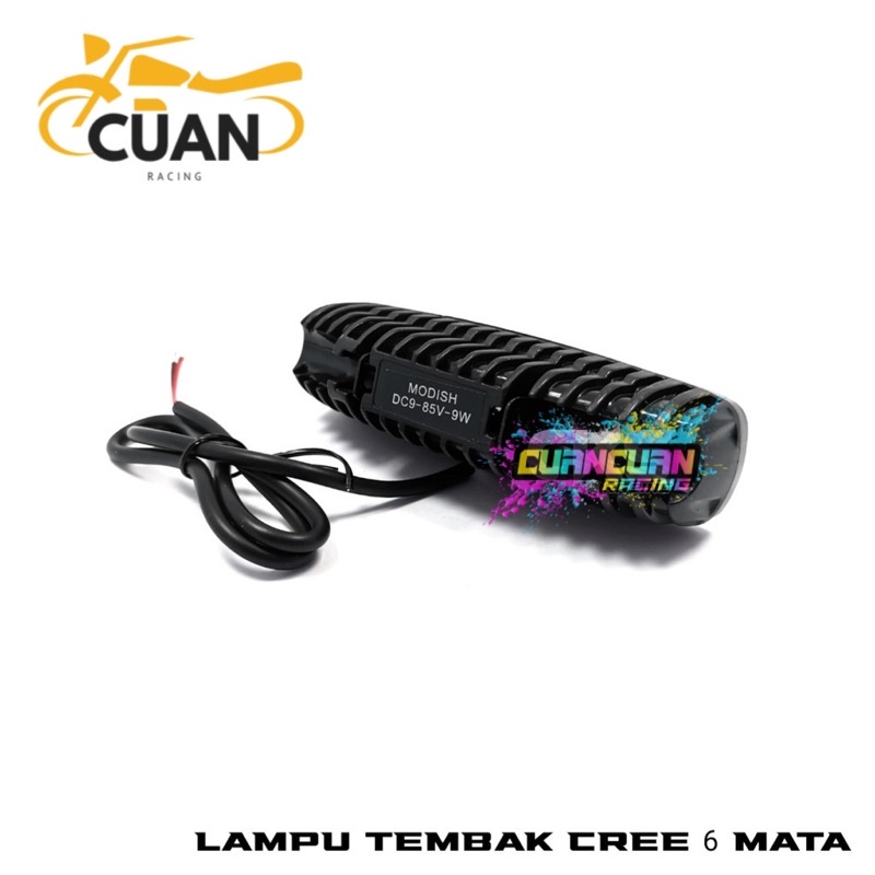 LAMPU TEMBAK SOROT MOTOR LED CREE 6 TITIK 6 MATA 6 SISI DRL WORKLIGHT