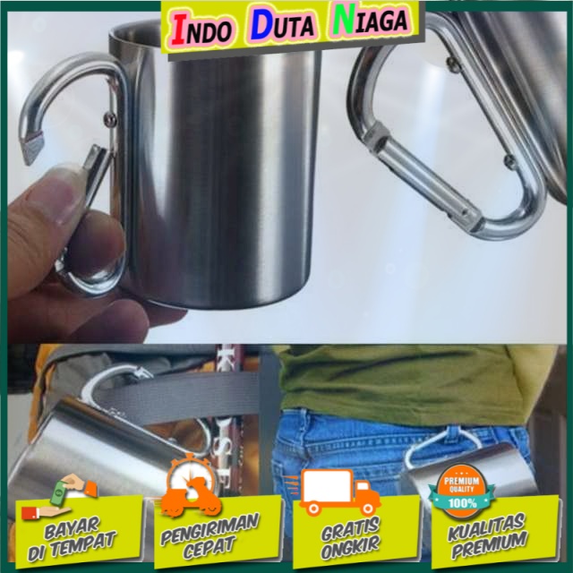 One Two Cups Gelas Cangkir Carabiner Stainless Steel 220ml - VB1