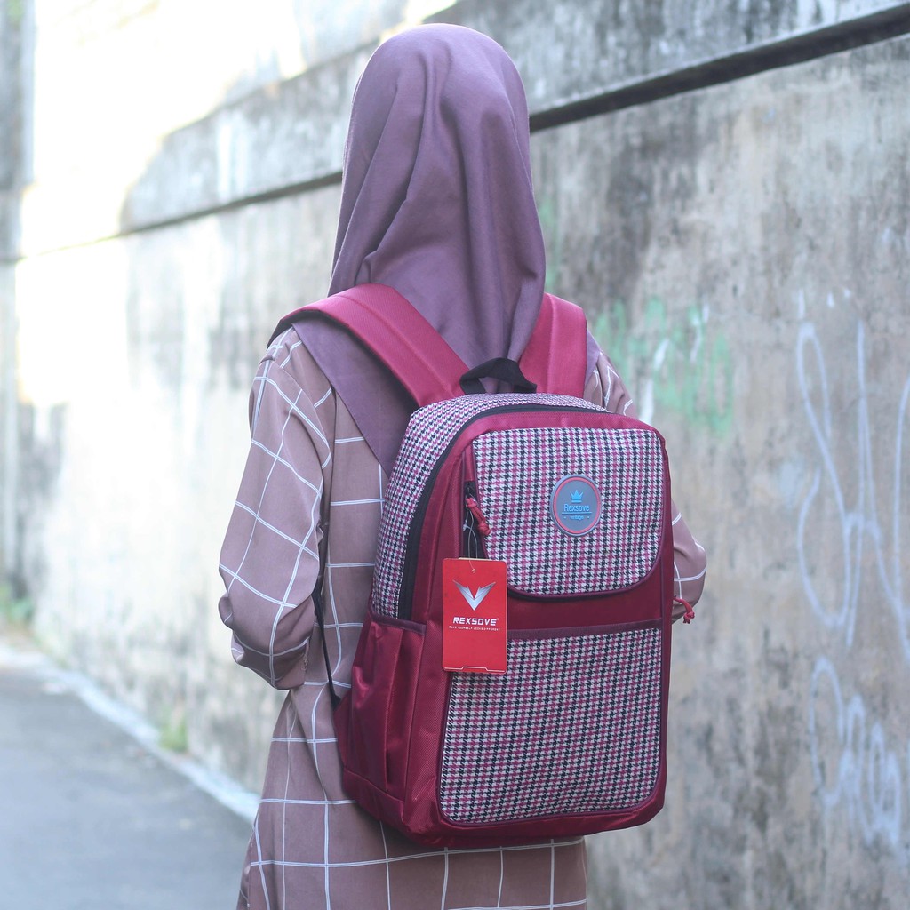 Tas Ransel Wanita Rexsove Original Tas Gendong Sekolah SMP SMA Trendy Backpack Cewek Multifungsi