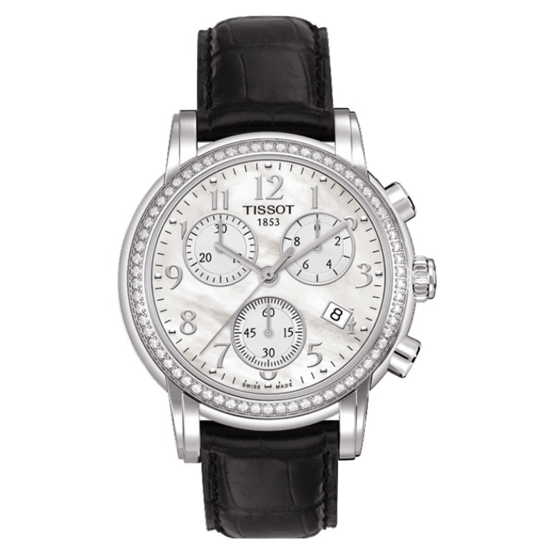 Jam Tangan Wanita TISSOT Dressport Chronograph Lady Mother of Pearl Leather T050.217.16.112.00