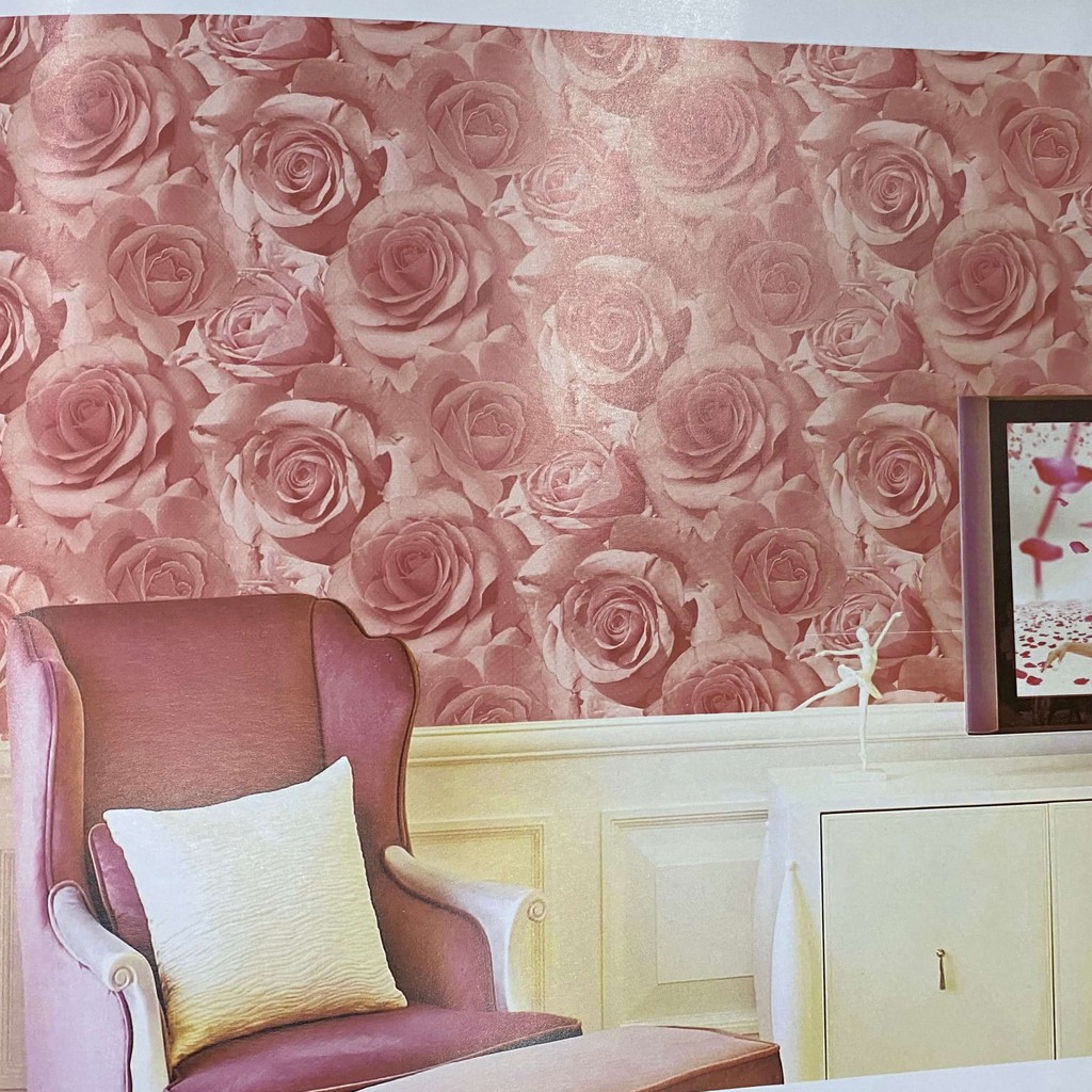 Wallpaper Dinding Minimalis Motif Bunga 3d / Wallpaper Vinyl / Wallpaper Bunga Mawar