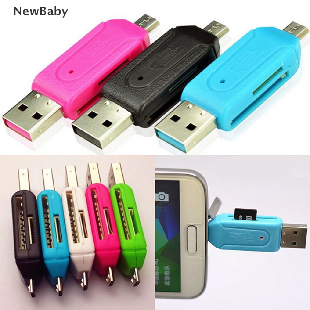 2in1 Adapter Card Reader Micro USB 2.0 OTG SD TF Untuk Handphone Android Samsung