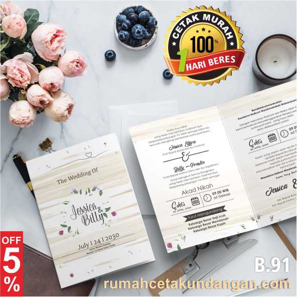 B.91 | Kartu Undangan Pernikahan Khitanan Murah Desain Unik Elegan Rustic Minimalis Simple Aesthetic