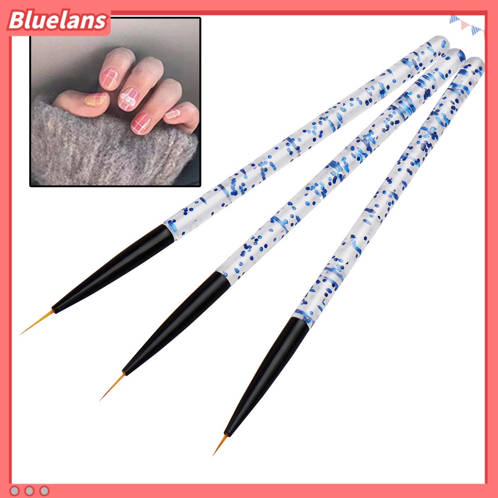 Bluelans 3Pcs / Set Kuas Lukis Kutek Gel UV Akrilik Untuk Nail Art / Salon