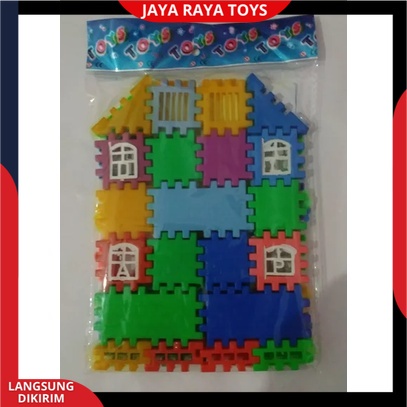 Mainan Anak Edukasi Blok Puzzle rumah funny block  Plastik Berkualitas SNI JM 8211