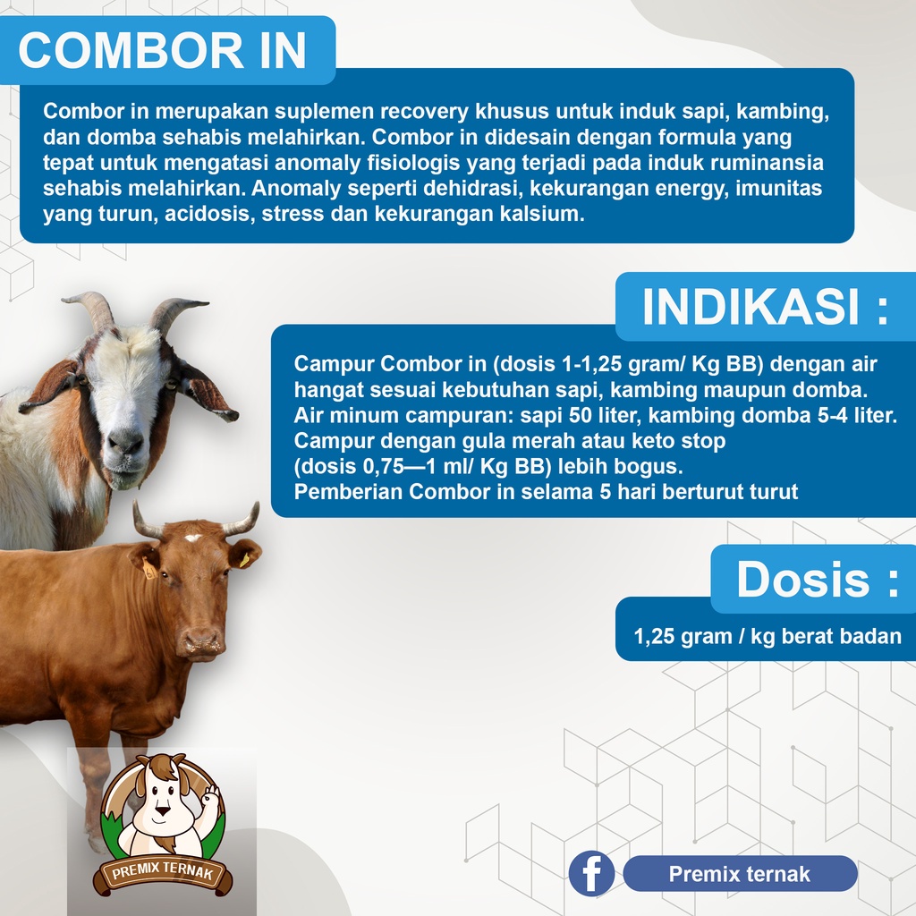 COMBOR IN 500gr - (Fresh Drench) - Suplemen Recovery untuk Indukan sapi setelah Melahirkan - Mempercepat pemulihan dan produksi susu