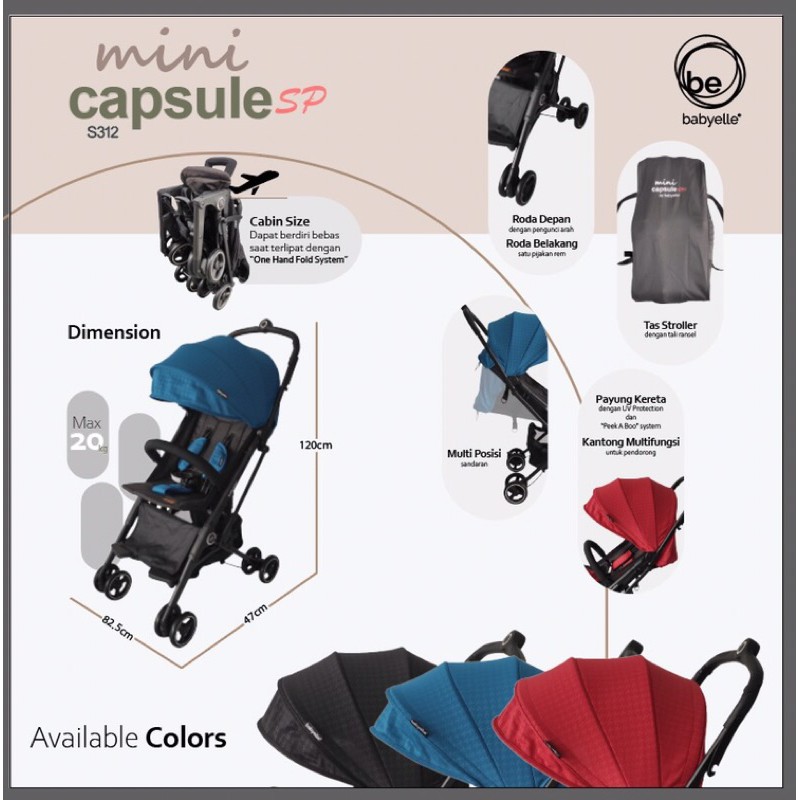 Stroller Babyelle Mini Capsule SP S312 Cabin Size kereta dorong travel bayi ringan