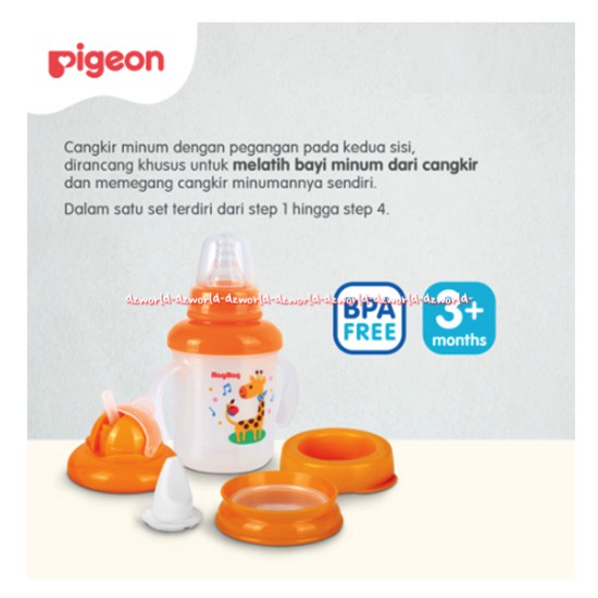 Pigeon Magmag All In One Set Tempat Minum Belajar Minum Untuk Bayi 3 Month Pigeon Mag Mag Mamag Pigen 1set 3+