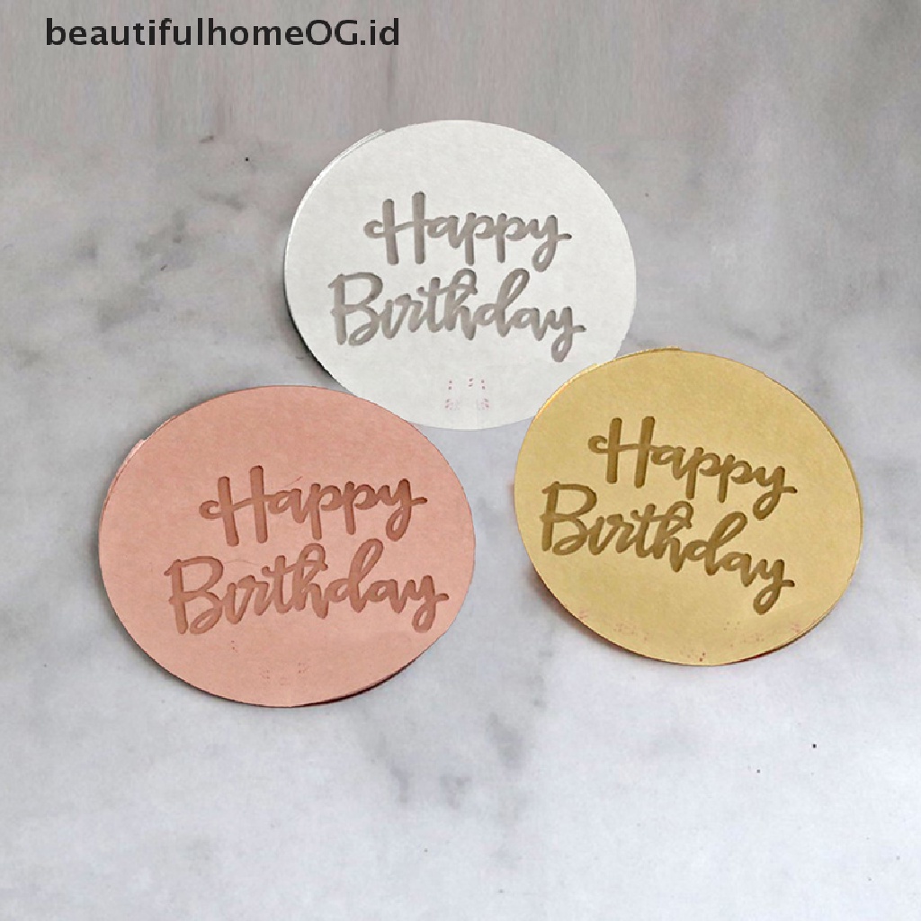 10pcs Topper Kue Bentuk Lingkaran Bahan Akrilik Warna Rose Gold Untuk Ulang Tahun