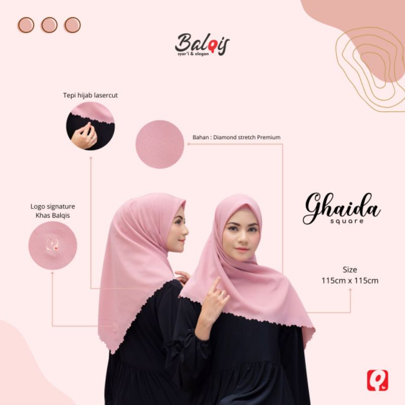 Jilbab Segi Empat Qhaida Square  Balqis Hijab