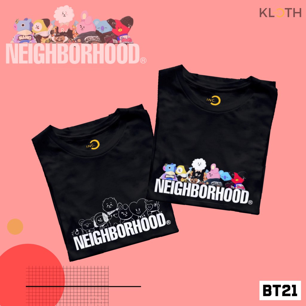 Kaos BT21 x Neighborhood Cotton Combed 24s Premium Unisex Dewasa dan Anak