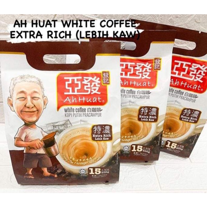 

HALAL Kopi Ah Huat White Coffee Extra Rich / Ahuat / Ahhuat Coffee 15 x 40g Malaysia